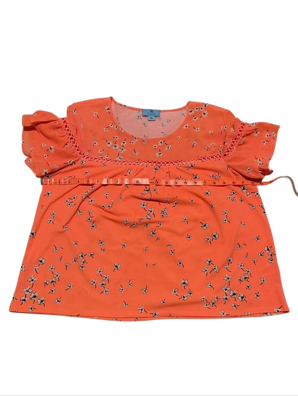 CeCe Vibrant Orange Blouse - Size XL - Picture 3 of 6